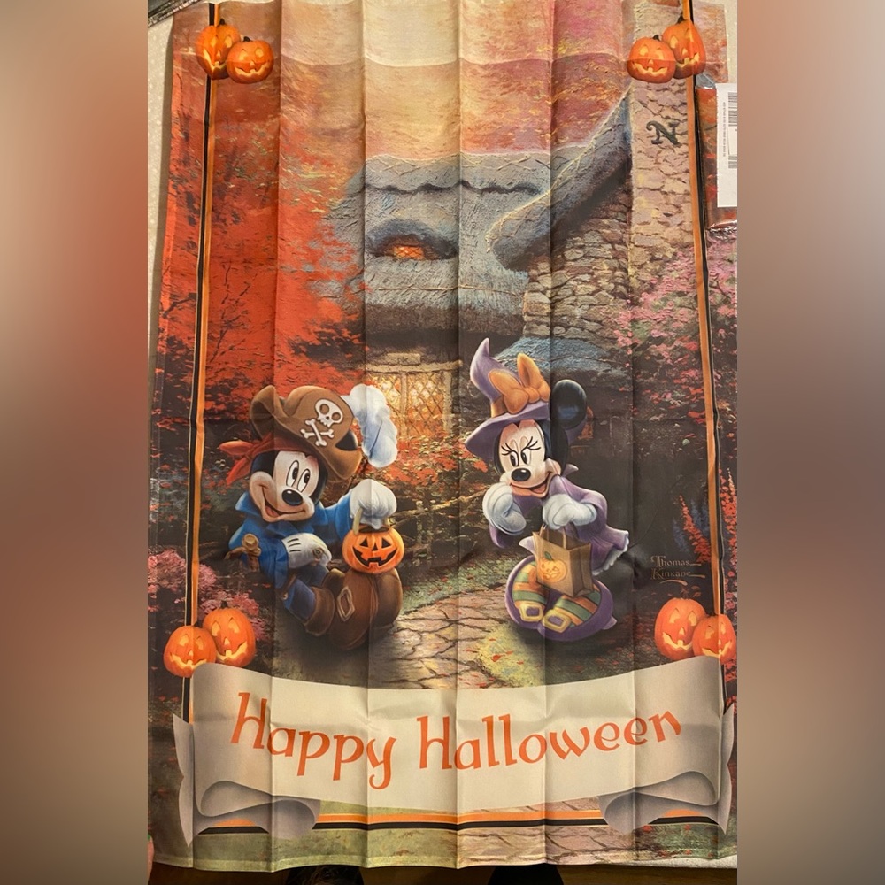 Disney Mickey and Minnie Halloween Outdoor flag.  Thomas Kinkade collection